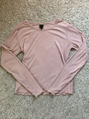 Art Class Blush Ribbed Long Sleeve Tee